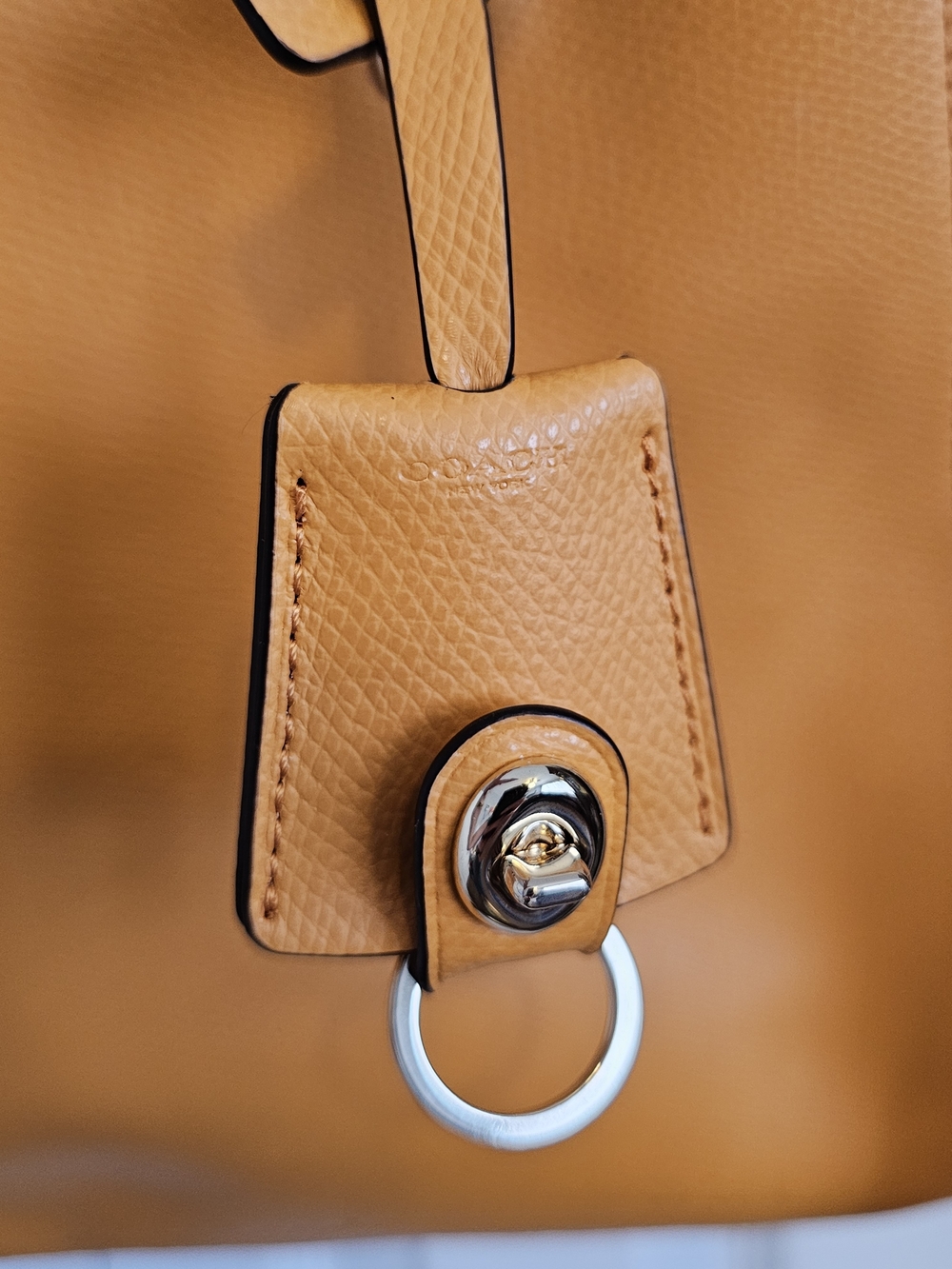 Coach Pebbled Leather Satchel Tote in Tangerine. Crossbody Strap. - Picture 14 of 16